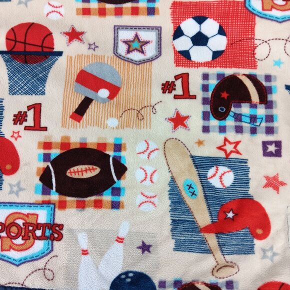 My Blankee Blue Satin Trim Sports Theme Baby Security Blanket Lovey Toddler - Picture 6 of 10